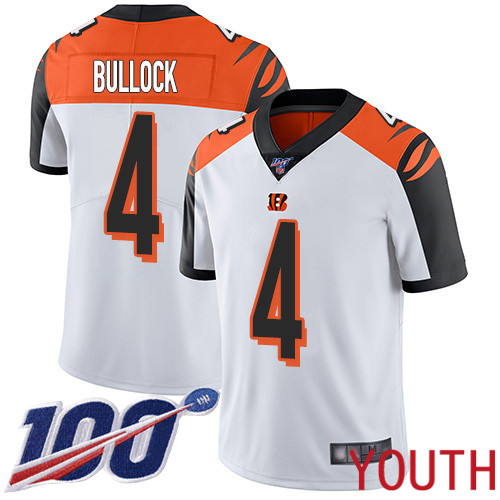 Cincinnati Bengals Limited White Youth Randy Bullock Road Jersey NFL Footballl #4 100th Season Vapor Untouchable